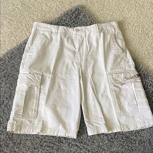 Quicksilver Men’s White Cotton Cargo Shorts - Size 36